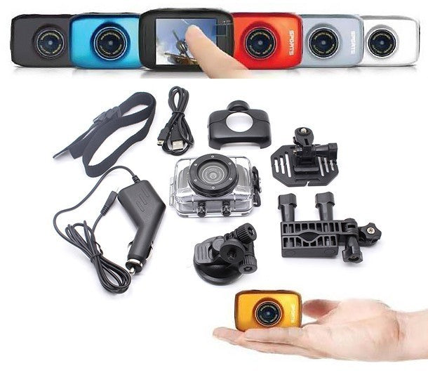 mini caméra imperméable HD 2.0 pouces LCD écran tactile + accessoires de sports