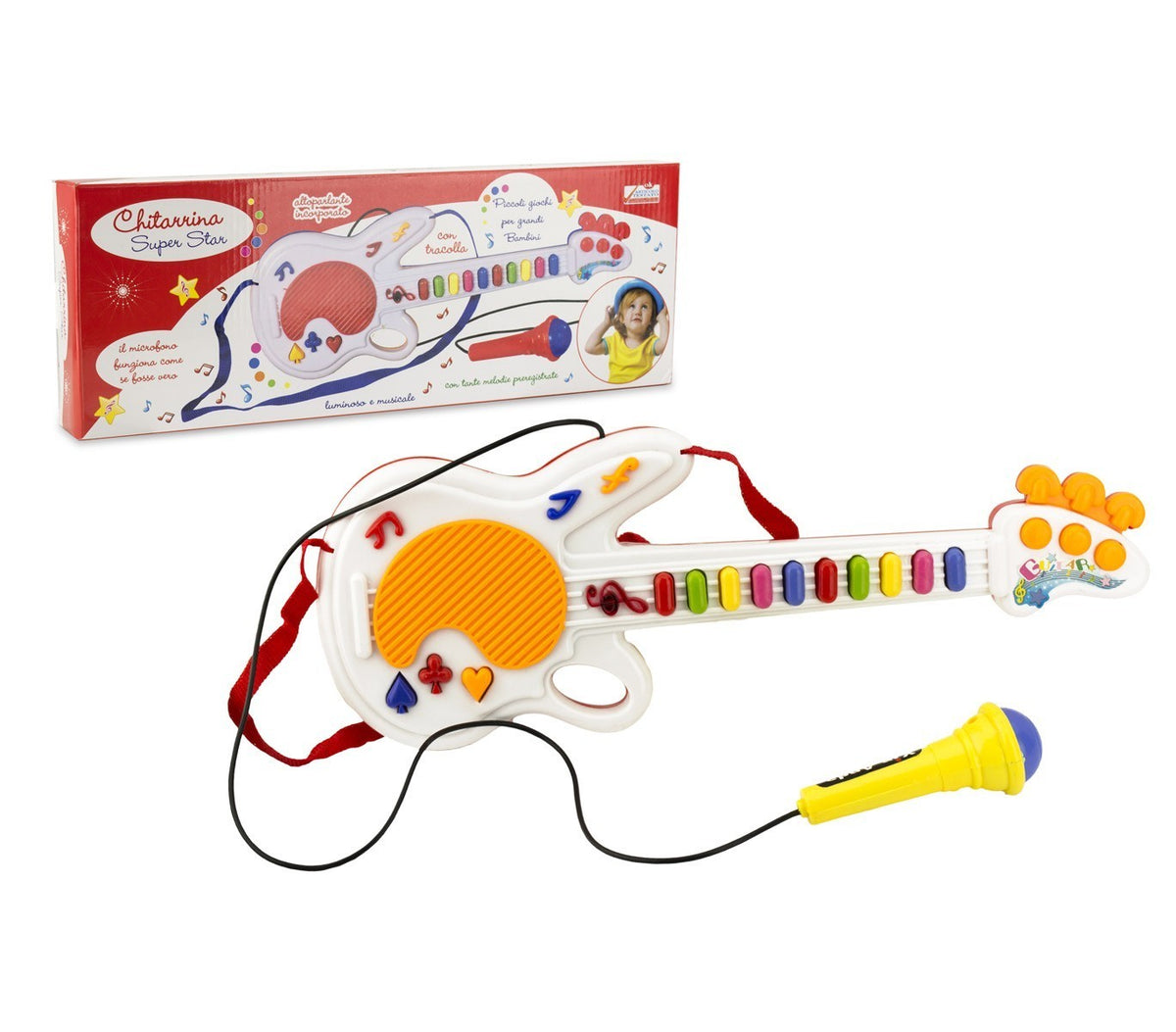 122418 Guitare de jouet SUPER STAR pour enfant avec bandoulière et microphone 