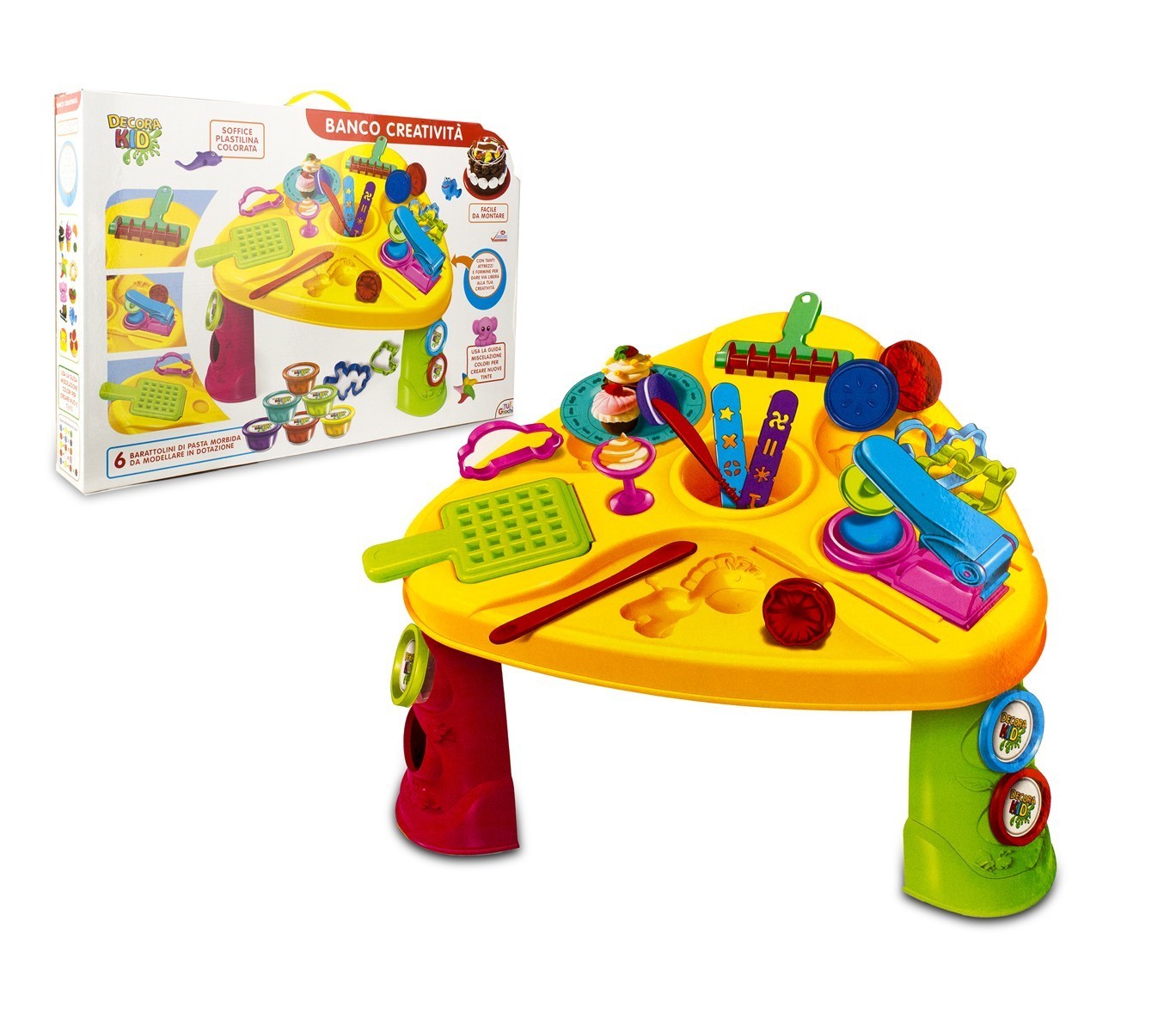 100485 Table atelier pâte à modeler DECORA KID plusieurs accessoires et moules