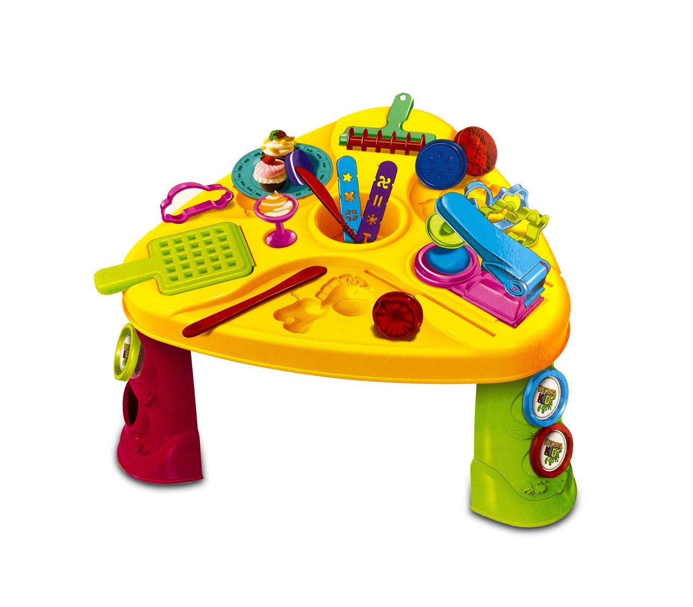 100485 Table atelier pâte à modeler DECORA KID plusieurs accessoires et moules