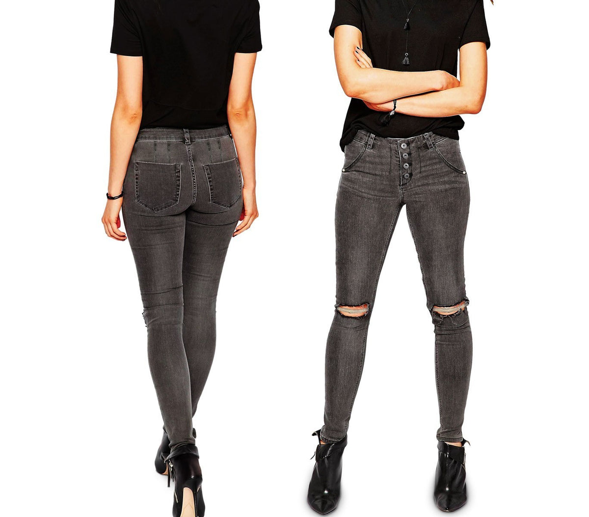81154 Jean taille haute pour femme modèle RAGGED slim fit tailles du XS au XL