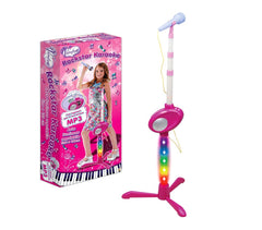 637530 Microphone sur pied karaoké VALENTINA ROCKSTAR  mp3 socle lumineux 123 cm