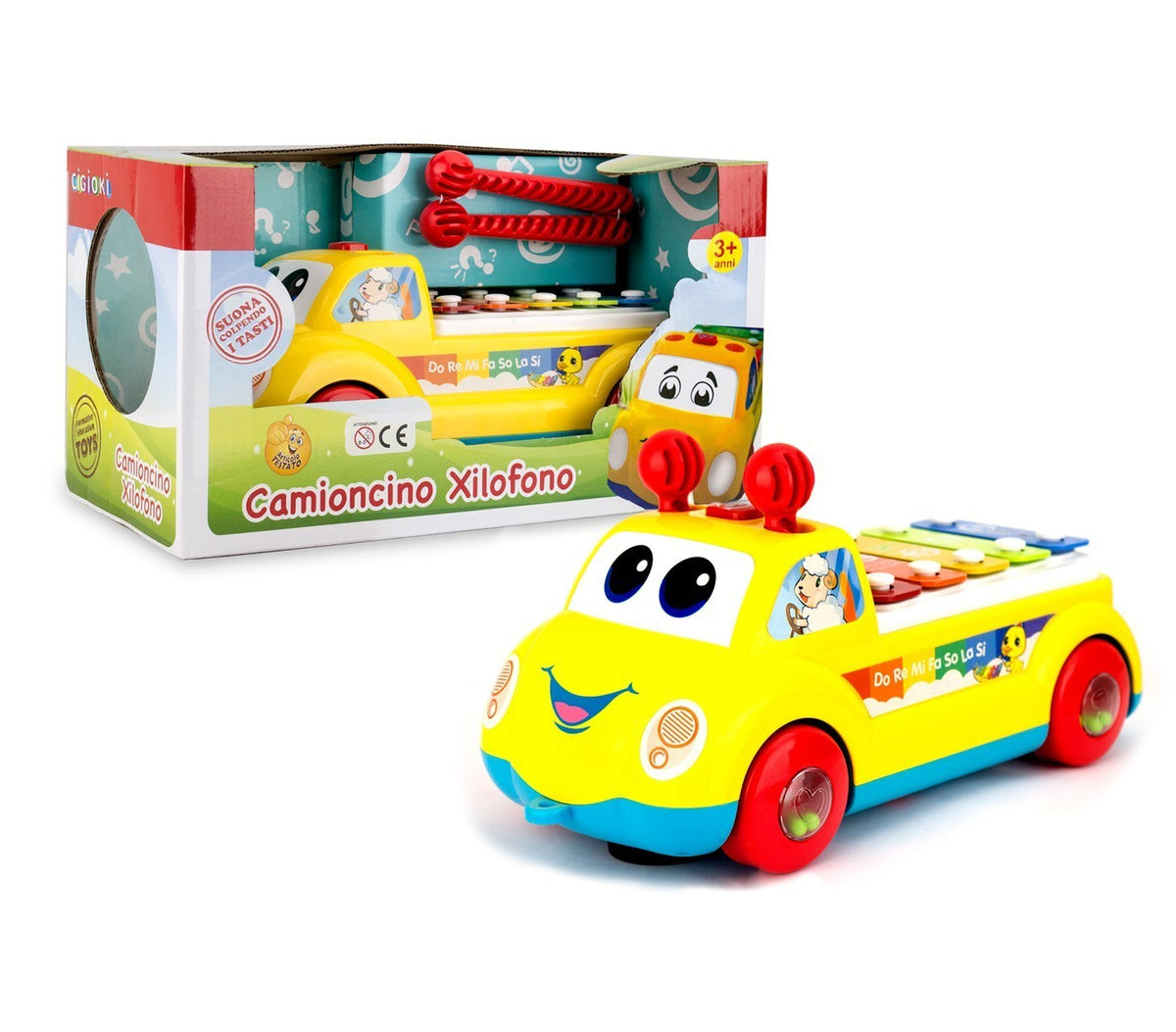 397657 Jeu musical Camion Xylophone CIGIOKI avec roues et 2 baguettes