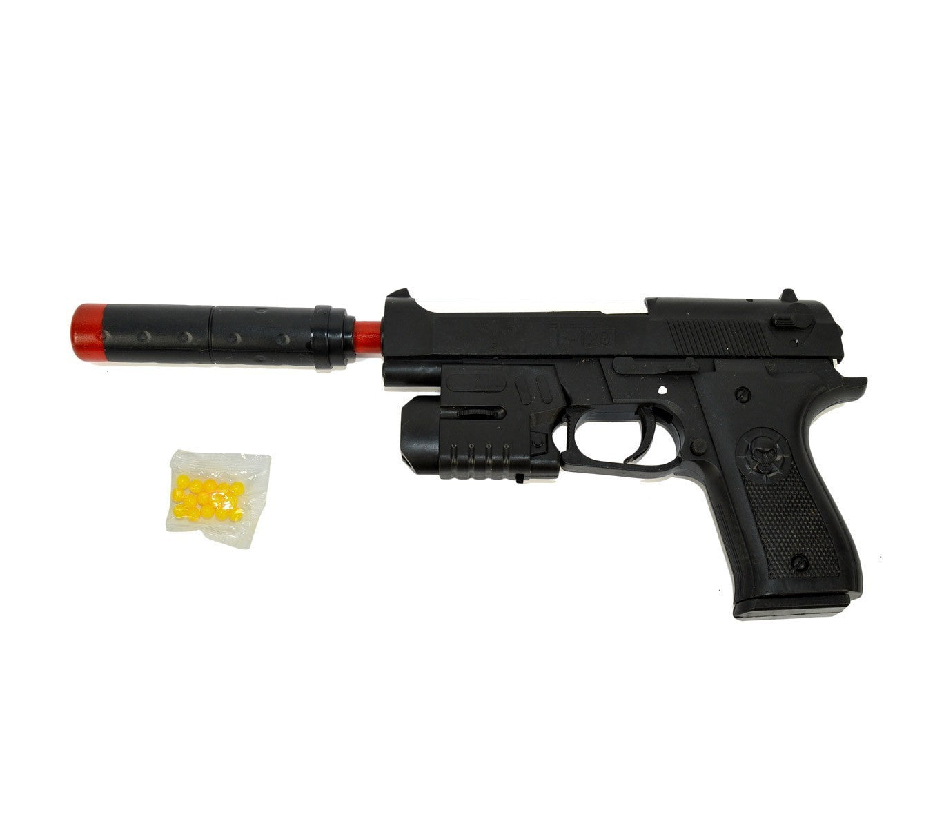 318843 Pistolet en plastique avec silencieux et laser 6 mm 129-5 billes incluses