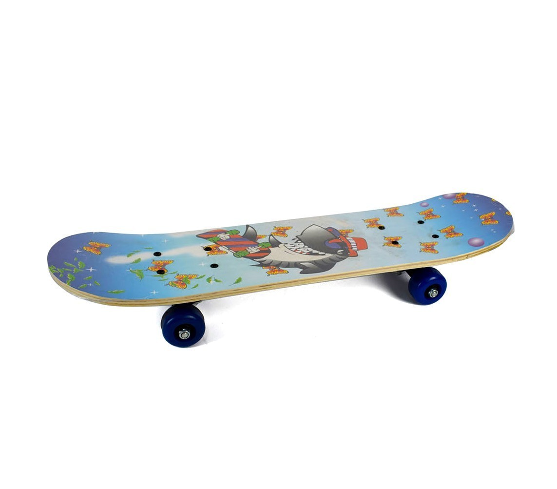 122655 Skateboard en bois JUMP STYLE 60 x 20 cm modèles Tête de mort ou Requin