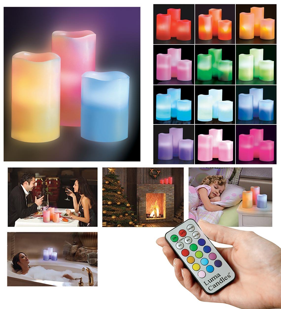 Kit de 3 bougies de lumière artificielle et parfumée avec télécommande