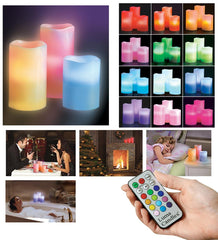 Kit de 3 bougies de lumière artificielle et parfumée avec télécommande