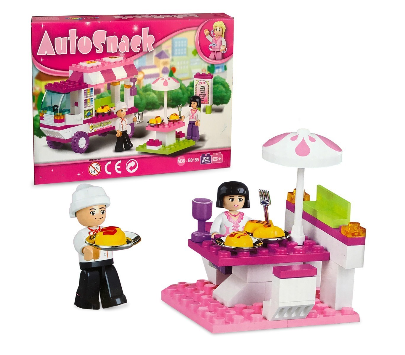 121481 Playset de briques de construction CAMION-RESTAURANT CIGIOKI 102 éléments