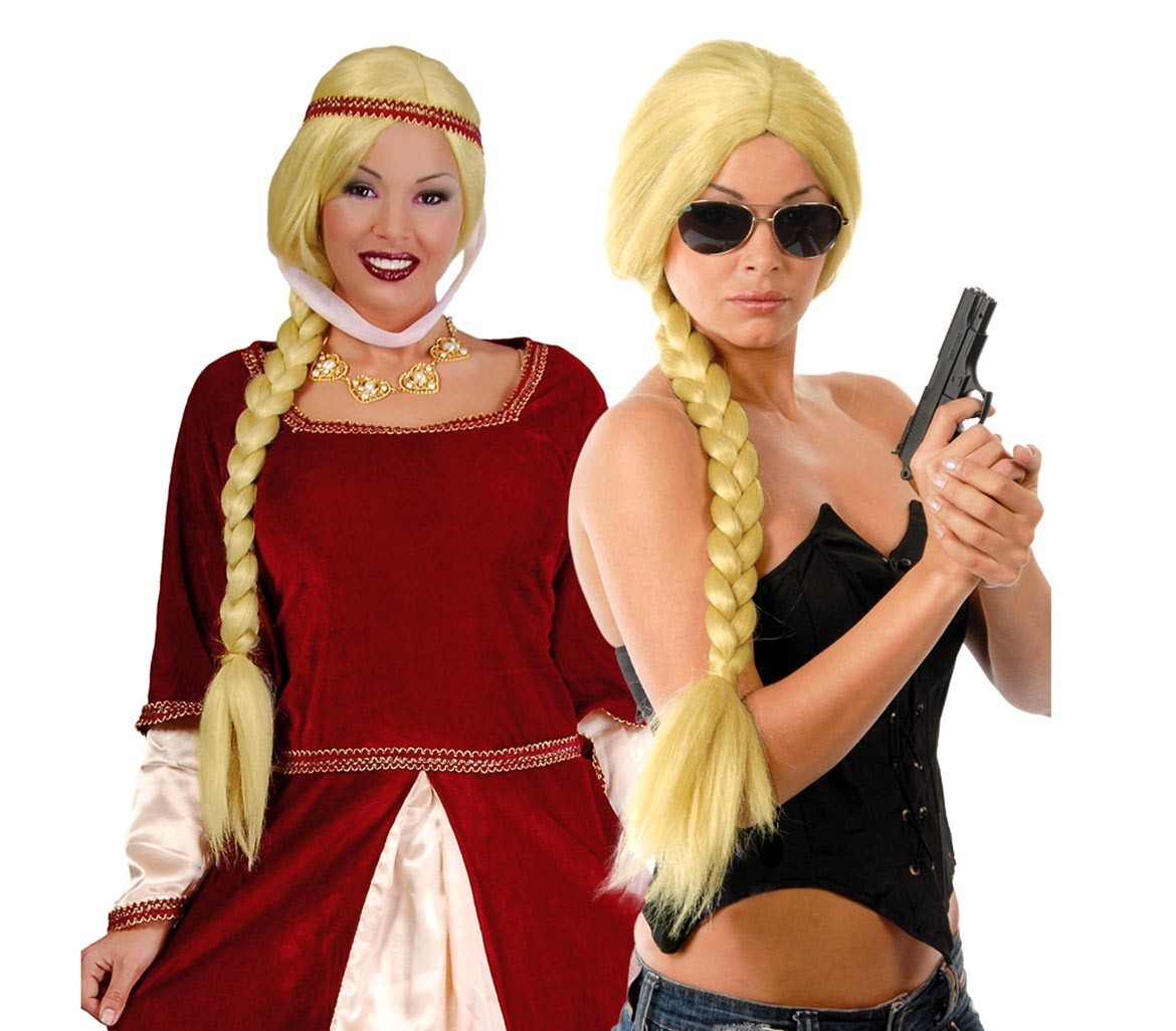 444254 Perruque femme TRESSE BLONDE idéal pour carnaval et pour soirées à thème