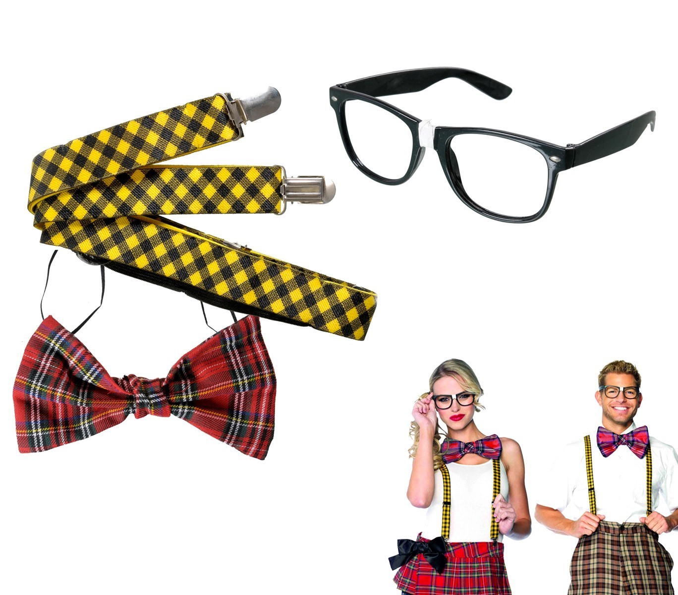 443058 kit d'accessoires unisexe NERD pour carnaval et soirées à thème 3 pièces