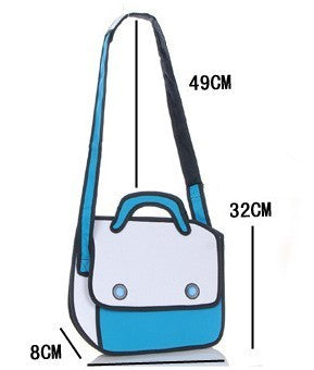 Sac a main 3D - dessins animés - turquoi et blanc