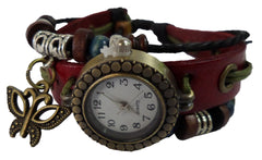 Montre analogique vintage avec papillon à la mode forme ronde