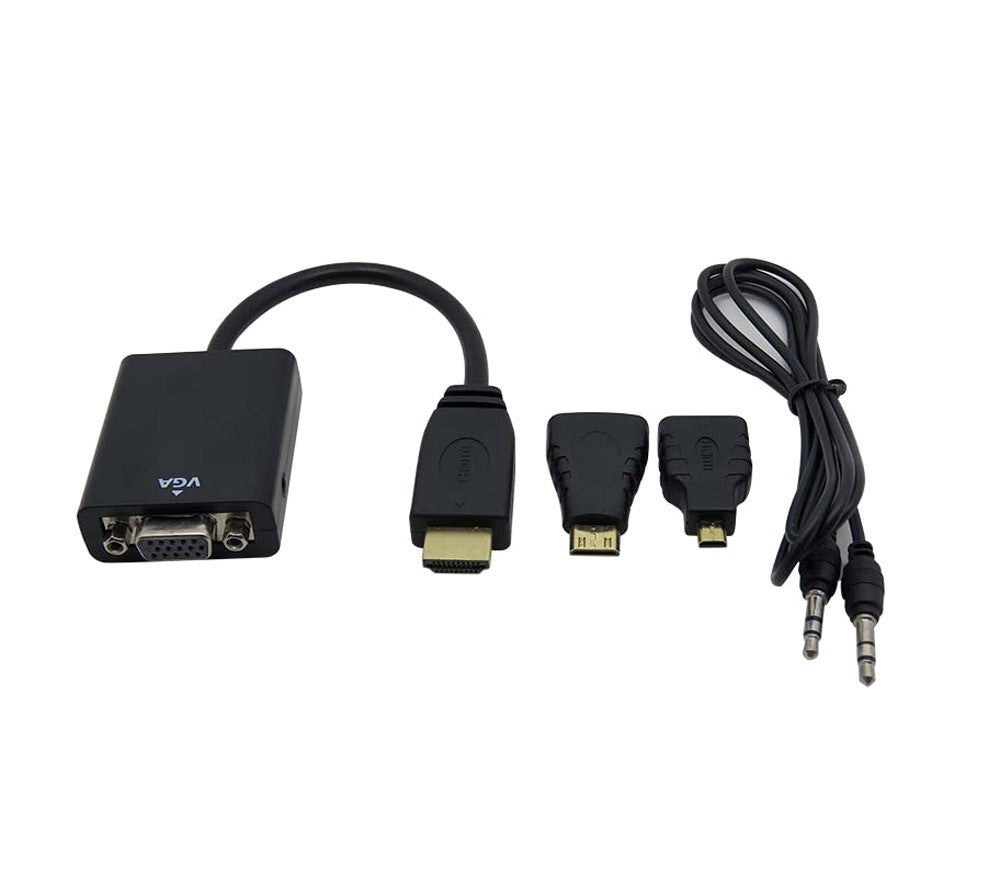 Adaptateur convertisseur vidéo 3 en 1 mini micro HDMI vers VGA USB audio in