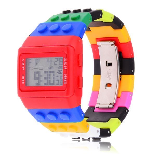Montre numérique motif blocs de construction de puzzle - LEGO