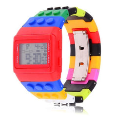 Montre numérique motif blocs de construction de puzzle - LEGO