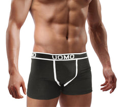B-003 Pack de 4 boxers homme modèle JEFF coton couleur unie coutures contrastées