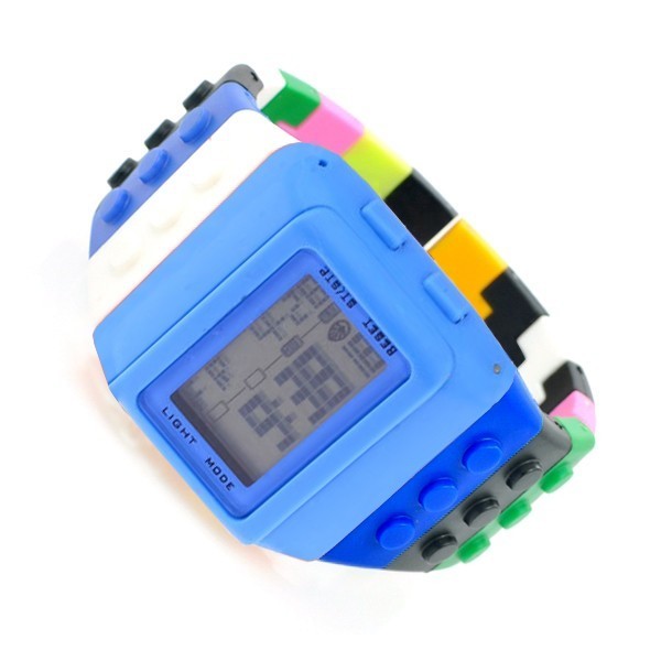 Montre numérique motif blocs de construction de puzzle - LEGO