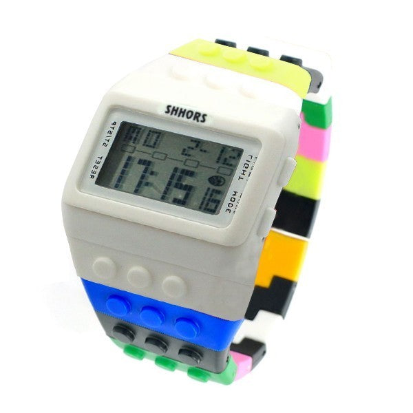 Montre numérique motif blocs de construction de puzzle - LEGO