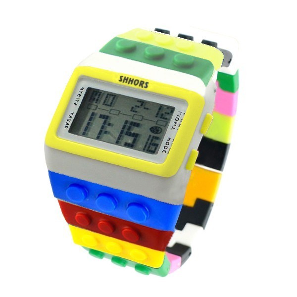 Montre numérique motif blocs de construction de puzzle - LEGO