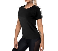 KZ-358 T-shirt de sport running pour femme en tissu respirant bandes sur manches
