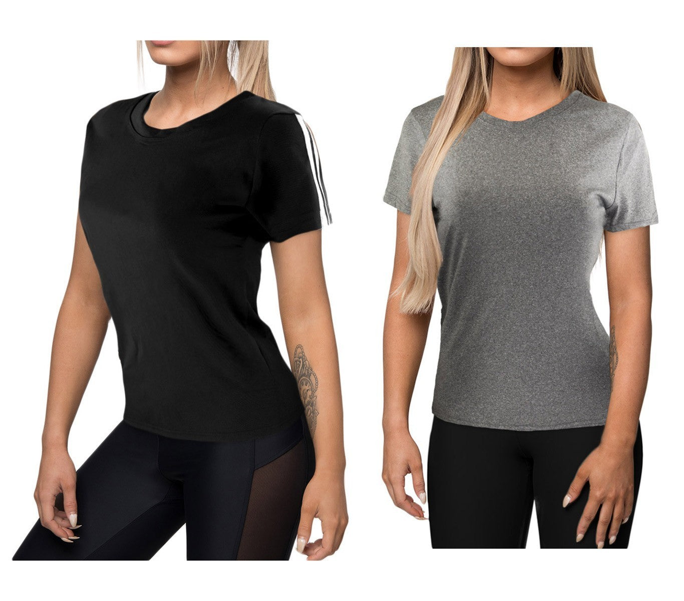 KZ-358 T-shirt de sport running pour femme en tissu respirant bandes sur manches