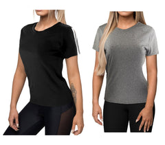 KZ-358 T-shirt de sport running pour femme en tissu respirant bandes sur manches