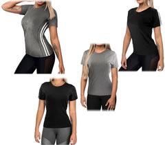 Lot de 4 t-shirts de sport et running pour femme en tissu pour fitness et sport