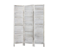 394465 Paravent modèle classique en bois blanc vieilli 170 x 40 cm