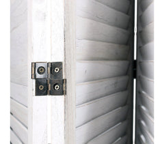 394465 Paravent modèle classique en bois blanc vieilli 170 x 40 cm
