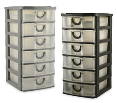 195864 Tour de rangement multiusage BOXIN en plastique 6 tiroirs 15 x 19 x 31 cm
