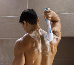 Brosse de massage souple 5 en 1 avec piles DOCCIA SPA à manche spéciale dos 