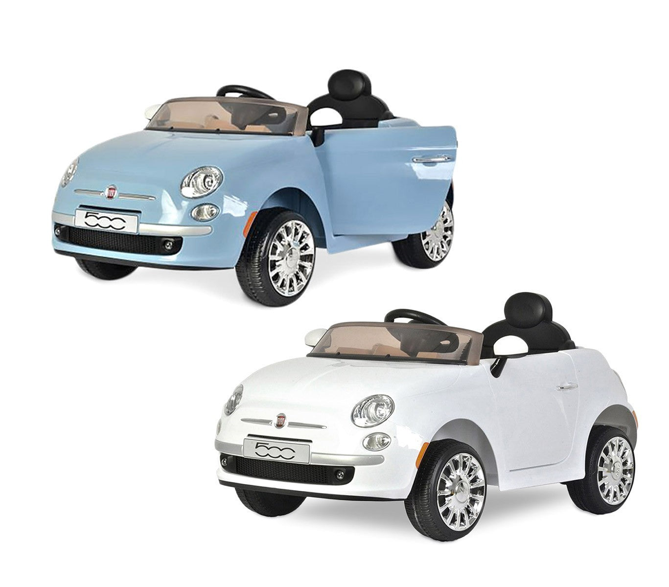 B90106 Voiture électrique pour enfants FIAT 500C siège en cuir 12V télécommandée