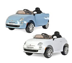 B90106 Voiture électrique pour enfants FIAT 500C siège en cuir 12V télécommandée