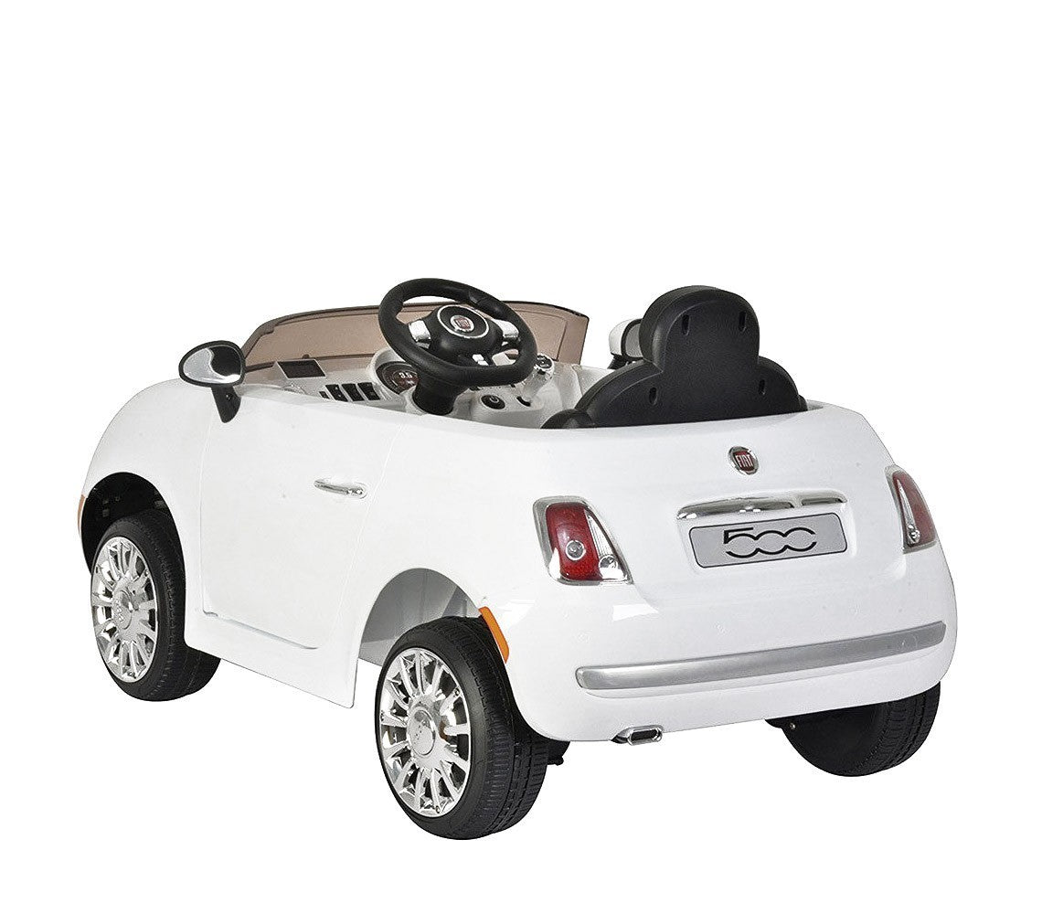 B90106 Voiture électrique pour enfants FIAT 500C siège en cuir 12V télécommandée