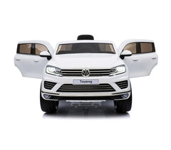 B81323 Voiture télécomandée enfant Suv VOLKSWAGEN Touareg siège cuir 12V lcd MP4