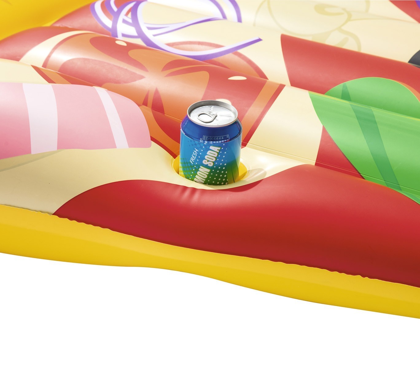 44038 Matelas gonflable Pizza Party 188 x 130 cm avec porte-gobelet