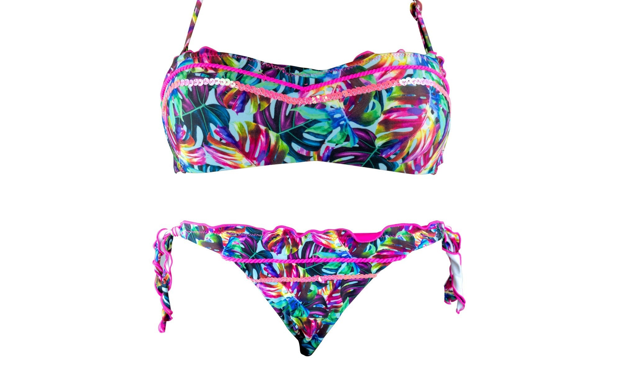 DW8885 Maillot de bain bikini rembourrés  mod. ALICE avec dessins de fleurs 
