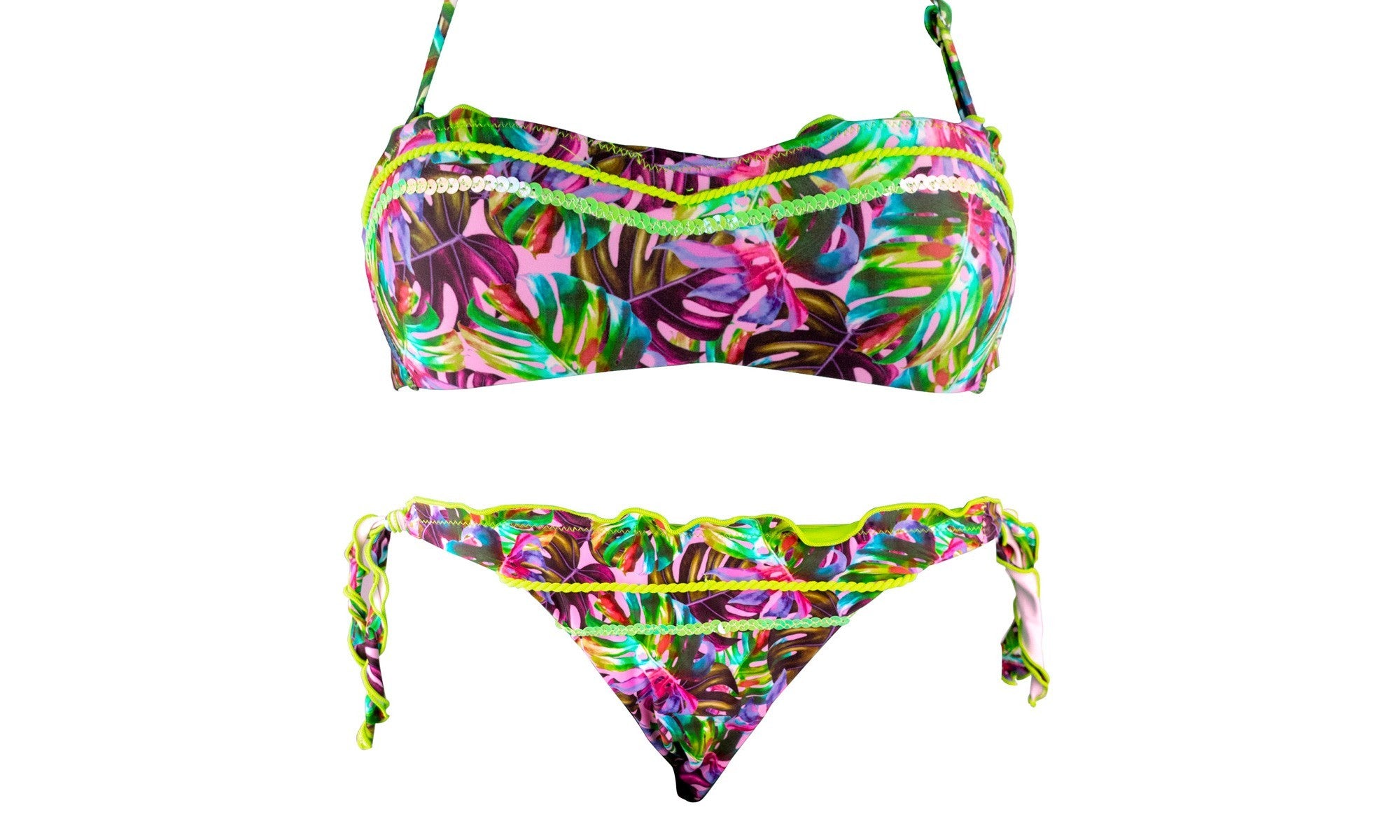 DW8885 Maillot de bain bikini rembourrés  mod. ALICE avec dessins de fleurs 