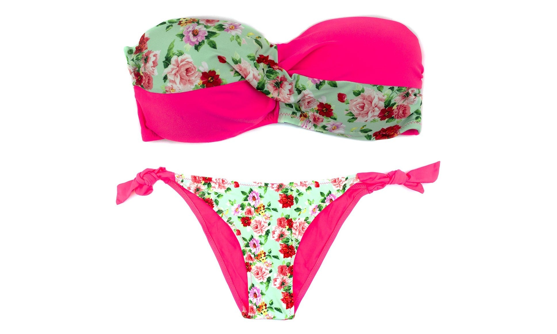 A8912 Maillot de bain bikini rembourrés  mod. BLUEMARY fantaisie de fleurs