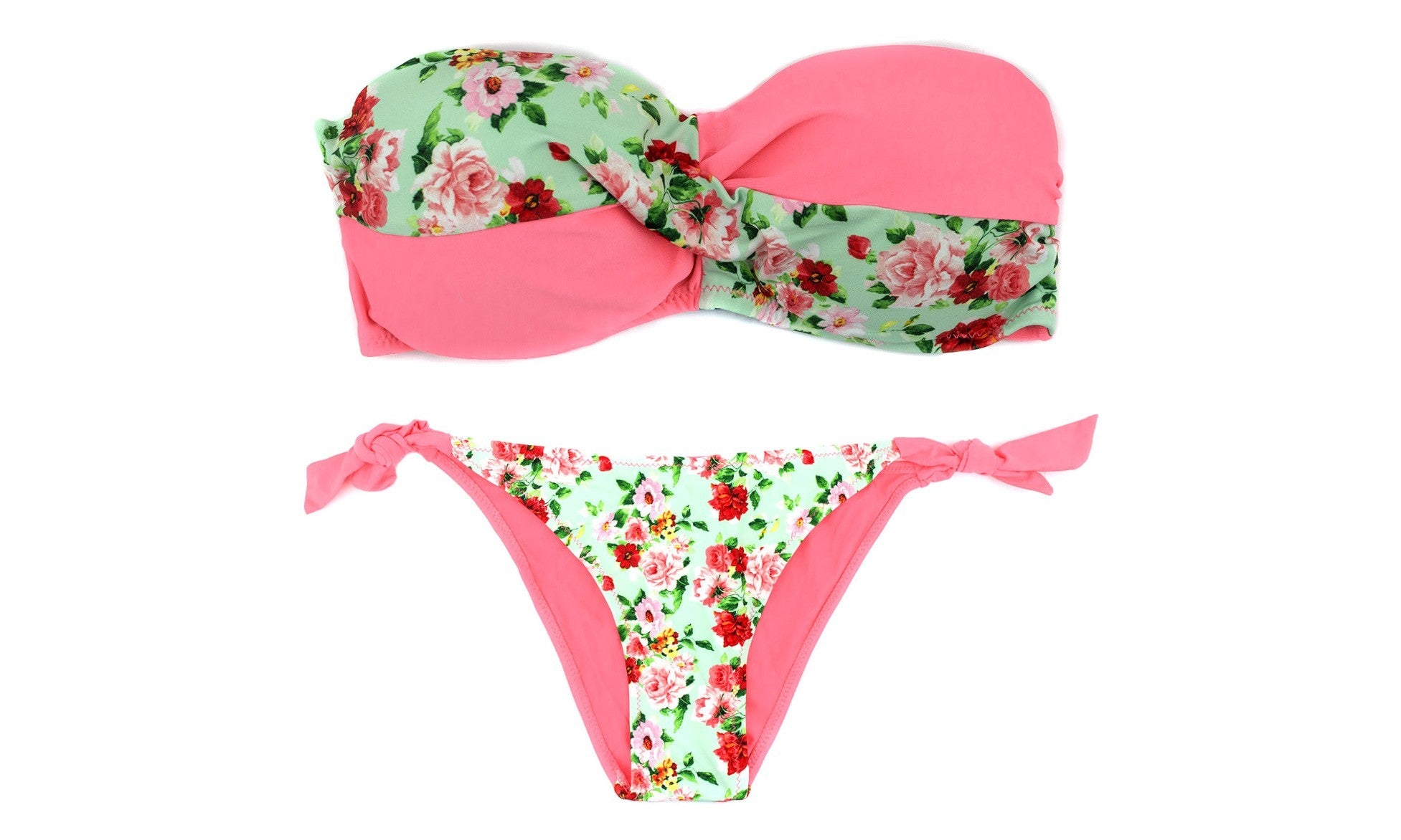 A8912 Maillot de bain bikini rembourrés  mod. BLUEMARY fantaisie de fleurs