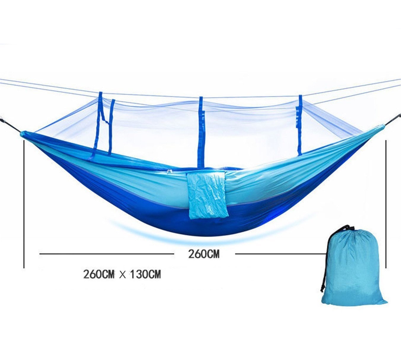 Kit hamac à suspension bicolore 10746 avec moustiquaire et poches multifonctions