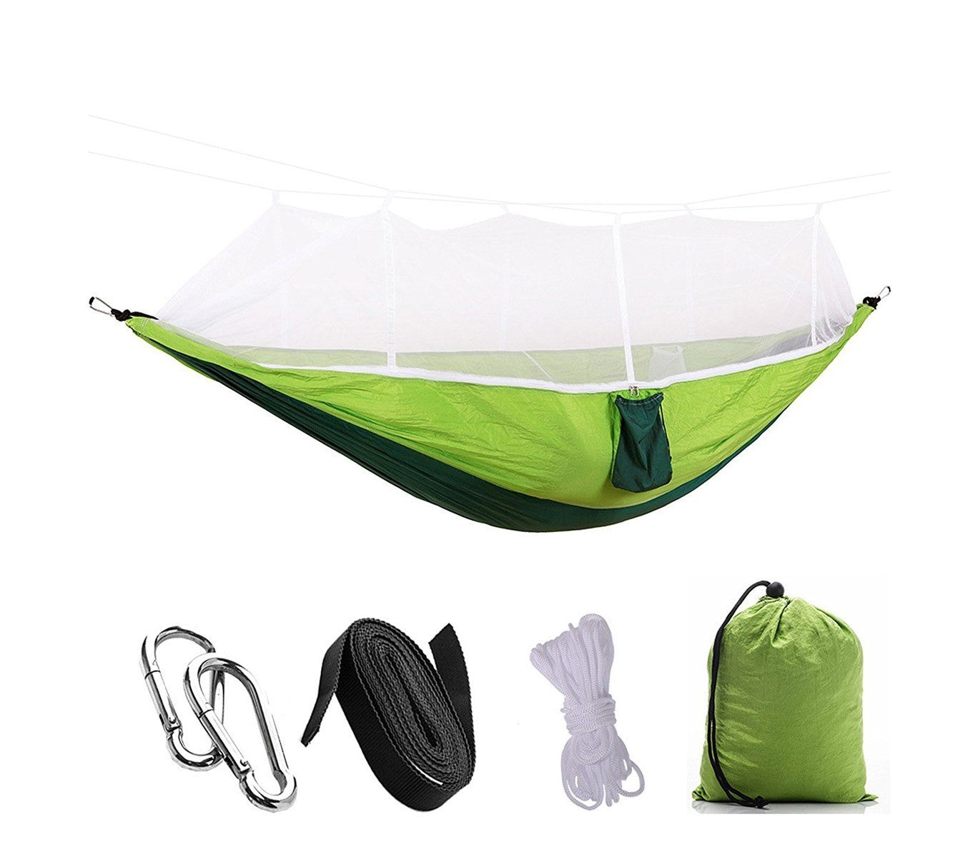 Kit hamac à suspension bicolore 10746 avec moustiquaire et poches multifonctions