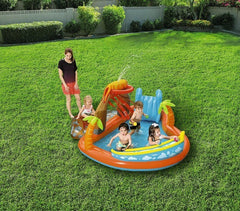 53069 Piscine Play Center modèle Volcan fond gonflable, toboggan 265x265x104cm