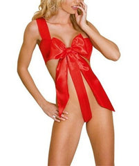 Lingerie de Babydoll défini comme ruban de satin rouge cadeau - tenue sexy