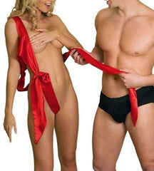 Lingerie de Babydoll défini comme ruban de satin rouge cadeau - tenue sexy
