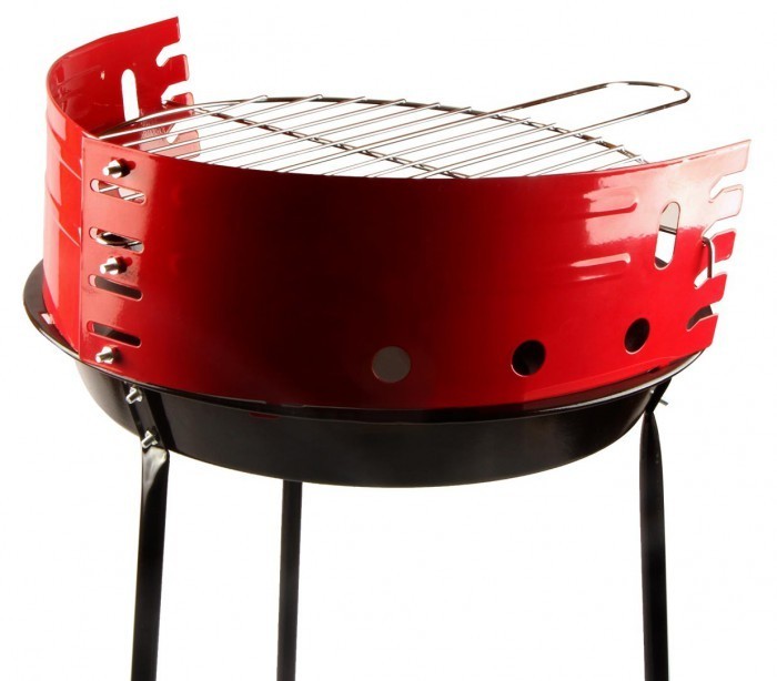 429761 Barbecue rond 60 x 36 cm avec grille de cuisson incluse et pare-vent