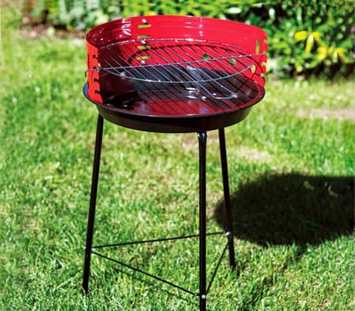 429761 Barbecue rond 60 x 36 cm avec grille de cuisson incluse et pare-vent