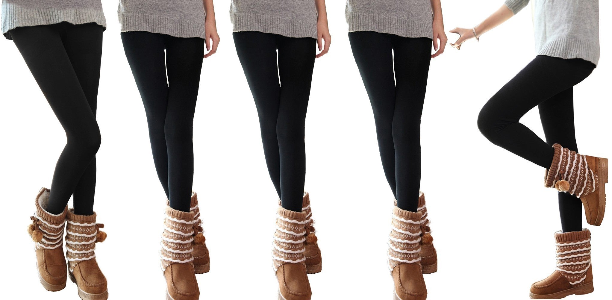 Pack 3, 5 ou 10 leggings BLACK jambières thermiques femme fille hiver élastique