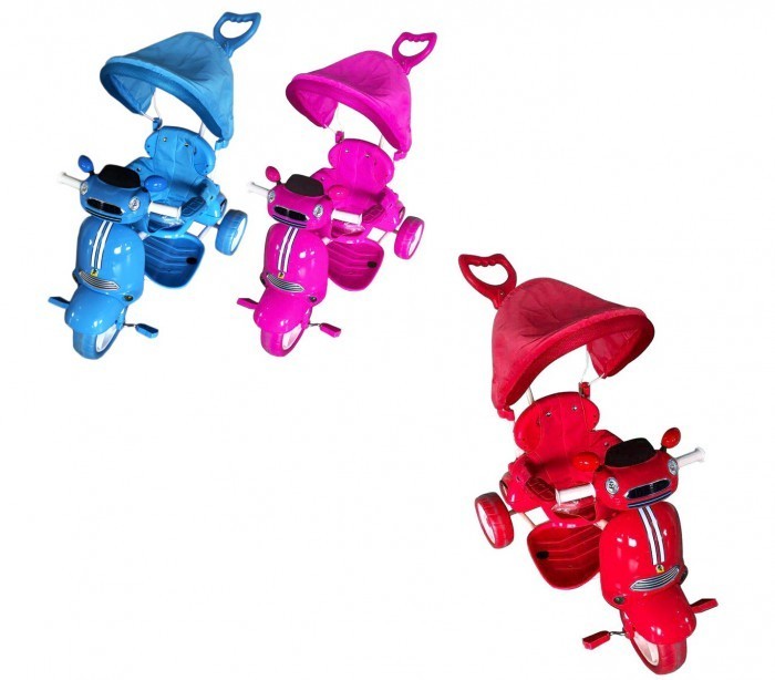 LT886 Tricycle enfants CAR push avec pédales, lumières, sons et parasol 
