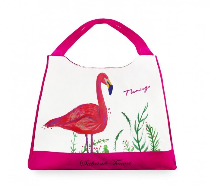 424117 sac de plage Sabrina Tenori Flamingo  avec double anse, plusieur coloris
